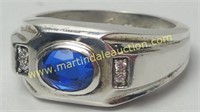 Sterling Silver Blue Topaz/CZ Ring