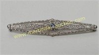 14K Gold Sapphire Lace Pin/Brooch