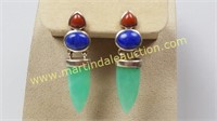 Orange, Blue, & Green Stone Sterling Earrings