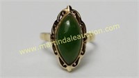 10K Gold Jade Lace Edged Ring