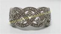 Sterling Silver Diamond Woven Style Ring