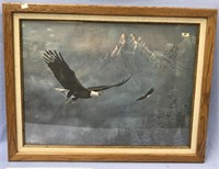 Print of bald eagle flying in Wrangles, framed