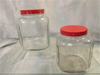 2 Vintage Glass Coffee Jars