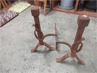 Forged Steel Andirons -as is