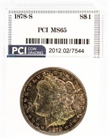 1878-S MS65 Rainbow Toned Morgan Silver Dollar
