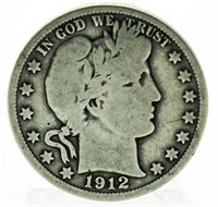 1912-P Barber Silver Half Dollar