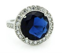 Round 6.40 ct Sapphire Solitaire Ring