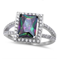 Emerald Cut 2.75 ct Mystic Topaz Designer Ring