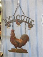 Metal Rooster Welcome Sign