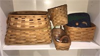 4- 19th century brand baskets, one has the insert