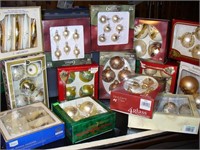 Bin of Gold Glass Christmas Ornaments-Some Vtg