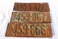 3- KANSAS LICENSE TAGS DATED 1927