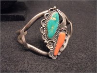 Vintage Navajo sterling feather, bracelet
