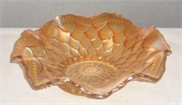 RUFFLED CARNIVAL GLASS  DISH, MARIGOLD