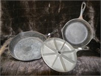 WAGNER WARE CAST IRON SKILLET, CAST IRON WEDGE PAN