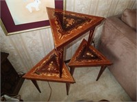 Set of 3 nesting tables with inlay