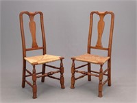 Pair 18th c. Connecticut Queen Anne Chairs