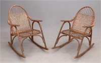 Pair Snowshoe Seat Rocking Chairs