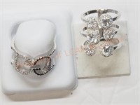 Sterling Silver Set of Two Cubic Zirconia Rings