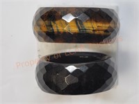 Tiger Eye and Obsidian Infinity Style Rings