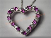 Heart shaped Pink Sapphire Pendant Necklace