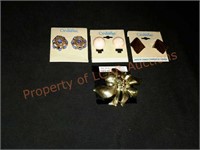 Variety of Earrings or Broaches