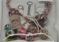 10 Sterling Silver Variety Charms with 2 Bracelets