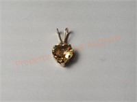 10KT Yellow Gold Citrine Heart Shaped Pendant