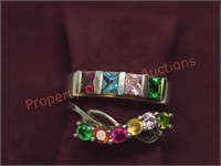 Pair Assorted Colourful Stone Rings