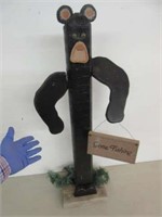 front porch "gone fishing" bear post (34in tall)