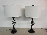 2 modern "spiral" decorator table lamps