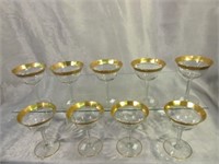 "Tiffin Optic" Gold Encrusted Champagne Glasses