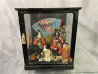Asian Display Case w/Dolls -as is