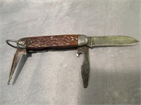 Vintage USA Bone Scaled Pocket Knife