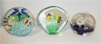 Lot #192 (3) Large art glass paperweights: