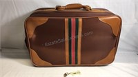 Vintage luggage with key 22”x14”x8”