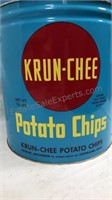 Vintage Krun-Chee Potato Chip Tin 1 1/2 Pounds