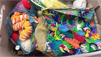 Plastic Tote Full of Fabric / Yarn / Sewing /