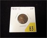 1931-S Lincoln cent, VF