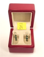 14K Yellow gold oval cut emerald drop earrings