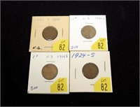 Lot, 4 Lincoln cents: 1915-D, 3-1924-S