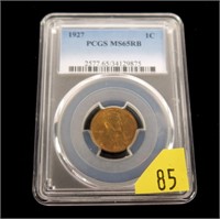 1927 Lincoln cent, PCGS slab certified Ms-65 RD
