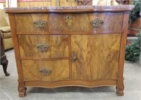 Marble Top Oak Chest with Serpentine Front