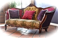 ANTIQUE MAGNIFICENT UPHOLSTERED VICTORIAN SETTEE
