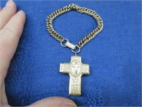vintage cross locket rosary bracelet