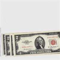 Lot of 5 Uncirculated 1953 $2 Bills