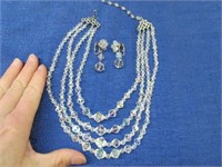vintage aurora borealis necklace & earrings