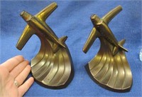 art deco "flying airplanes" bookends - cast metal