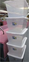 5 clear storage totes with lids