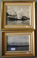 Two framed cargo ship photos